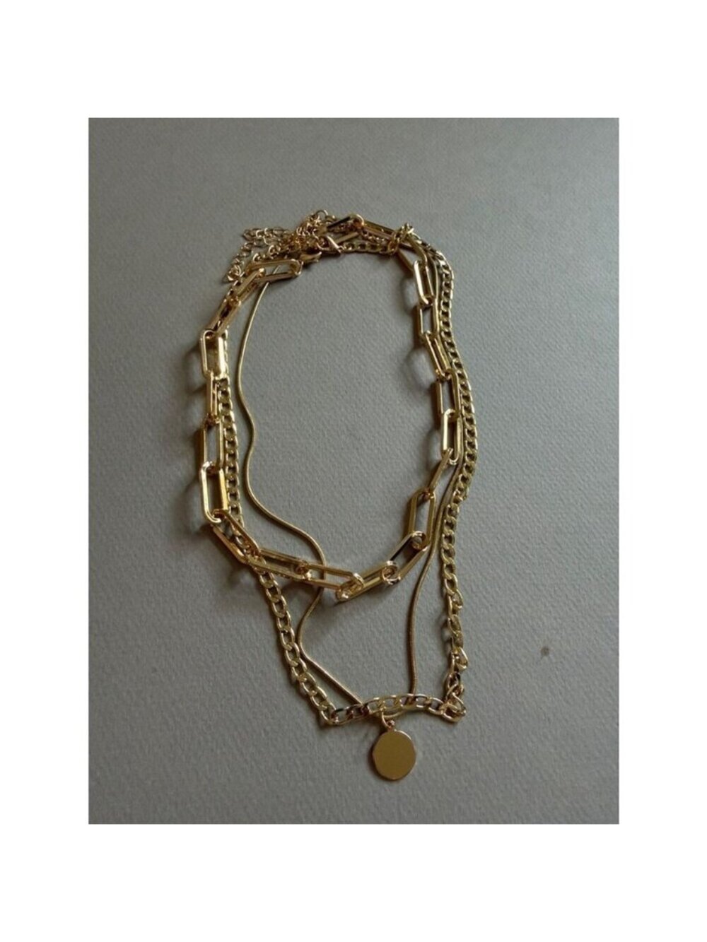 Layered Link and Coin Necklace Set A1821 - Picture 2 of 2